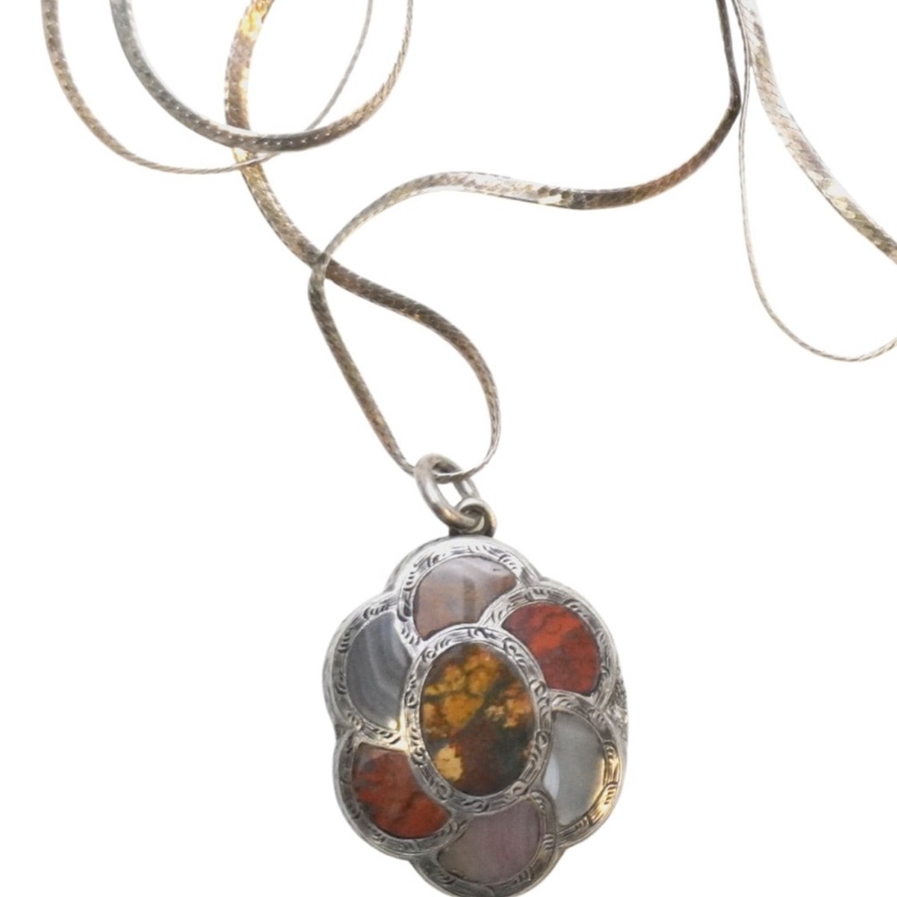Antique Sterling Silver and Scottish Agate Vinaigrette